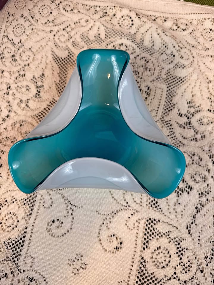 Teal Folded Glass Bowl · Japanese Tricorn Form, additional view — original item photo