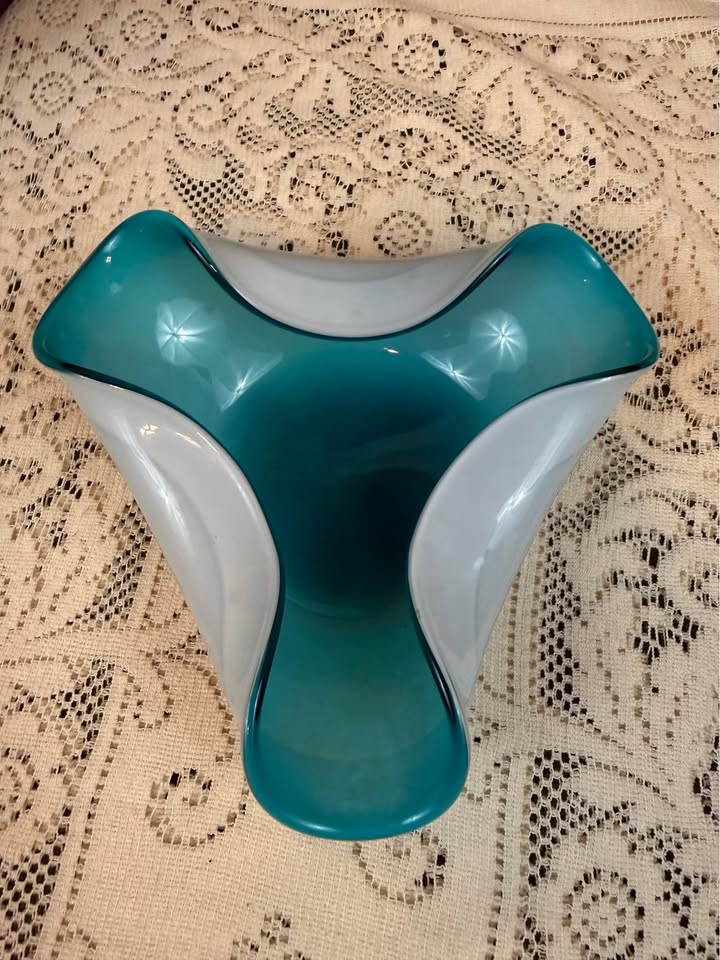 Teal Folded Glass Bowl · Japanese Tricorn Form, additional view — original item photo