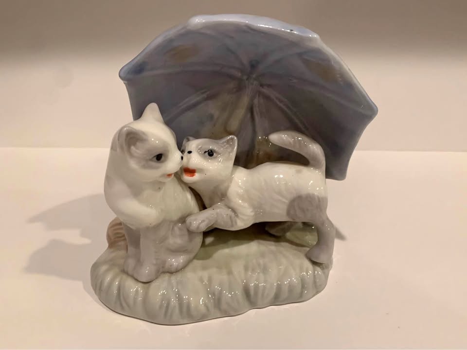 Two Playful Kittens · Lavender Umbrella Ceramic Accent, additional view — original item photo Two Playful Kittens · Lavender Umbrella Ceramic Accent, additional view — original item photo