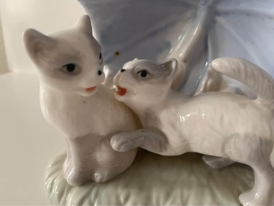 Two Playful Kittens · Lavender Umbrella Ceramic Accent, additional view — original item photo Two Playful Kittens · Lavender Umbrella Ceramic Accent, additional view — original item photo