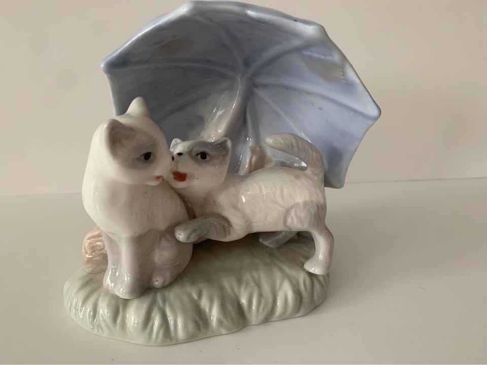 Two Playful Kittens · Lavender Umbrella Ceramic Accent, additional view — original item photo Two Playful Kittens · Lavender Umbrella Ceramic Accent, additional view — original item photo
