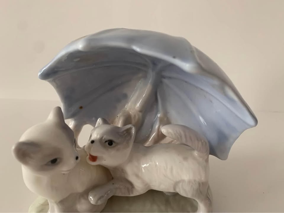 Two Playful Kittens · Lavender Umbrella Ceramic Accent, additional view — original item photo Two Playful Kittens · Lavender Umbrella Ceramic Accent, additional view — original item photo
