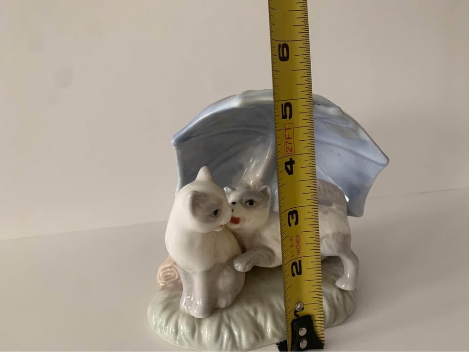 Two Playful Kittens · Lavender Umbrella Ceramic Accent, additional view — original item photo Two Playful Kittens · Lavender Umbrella Ceramic Accent, additional view — original item photo