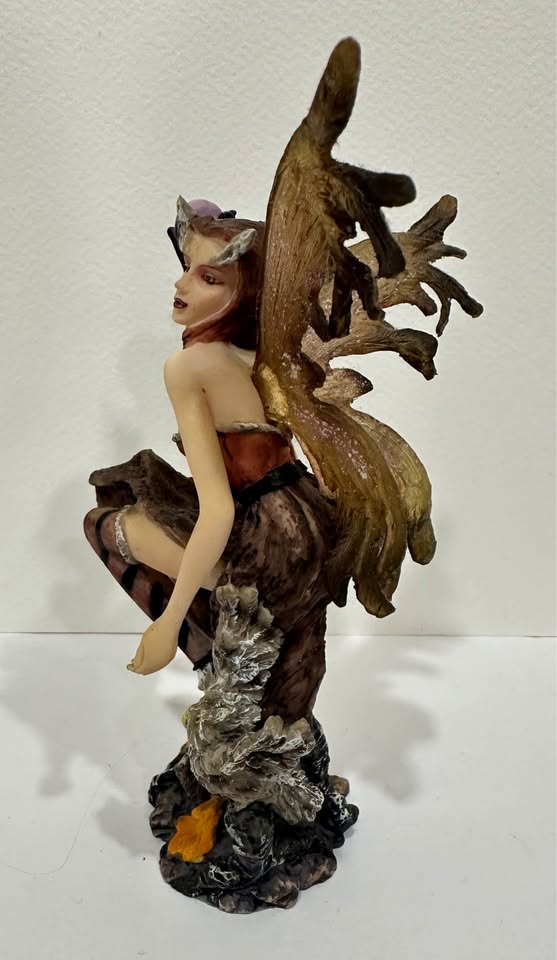 Winged Fairy & Owl · Dark Woodland Resin Figurine, additional view — original item photo