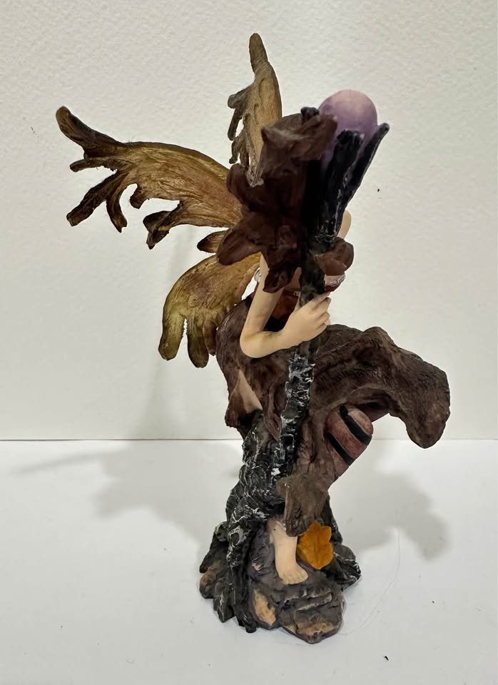 Winged Fairy & Owl · Dark Woodland Resin Figurine, additional view — original item photo
