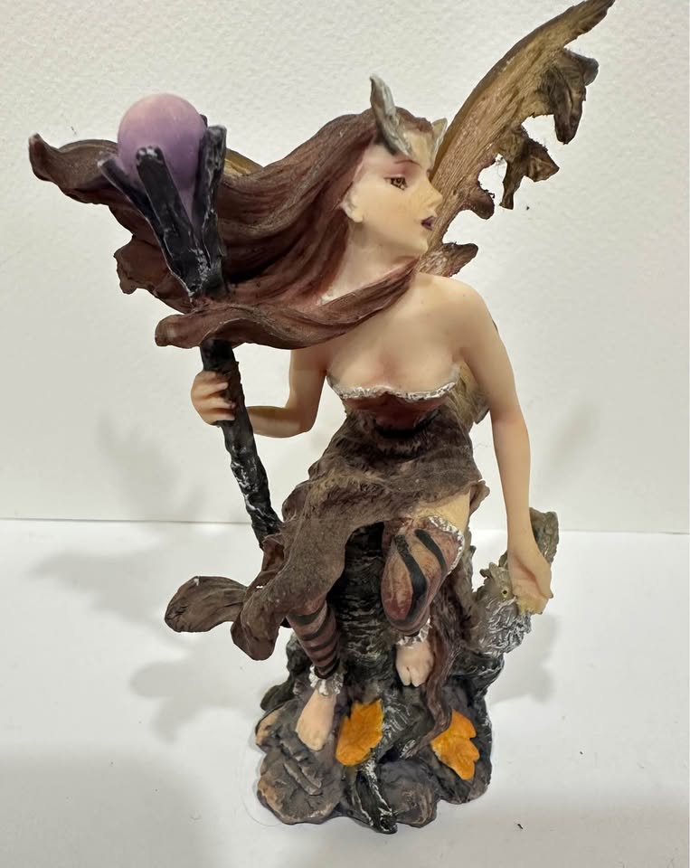 Winged Fairy & Owl · Dark Woodland Resin Figurine, additional view — original item photo