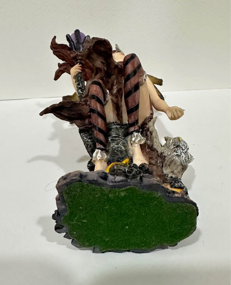 Winged Fairy & Owl · Dark Woodland Resin Figurine, additional view — original item photo