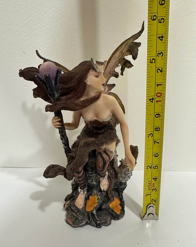 Winged Fairy & Owl · Dark Woodland Resin Figurine, additional view — original item photo