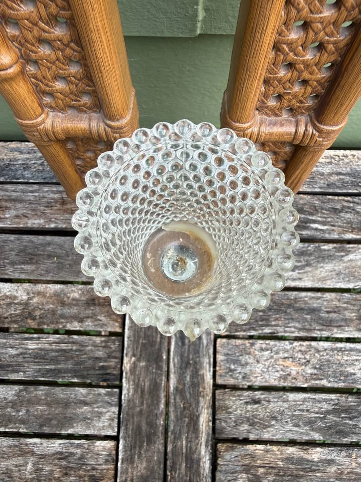 Woven-Look Bamboo Wall Accent · Clear Hobnail Glass Sconce, additional view — original item photo
