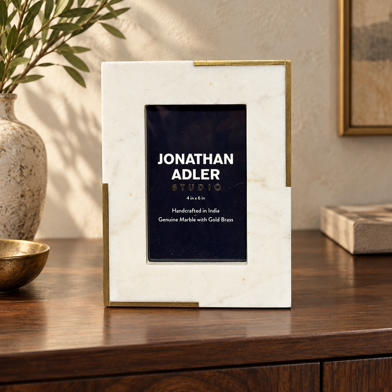 Gilt Corners · Jonathan Adler Studio Marble Frame — AI-styled preview; props not included