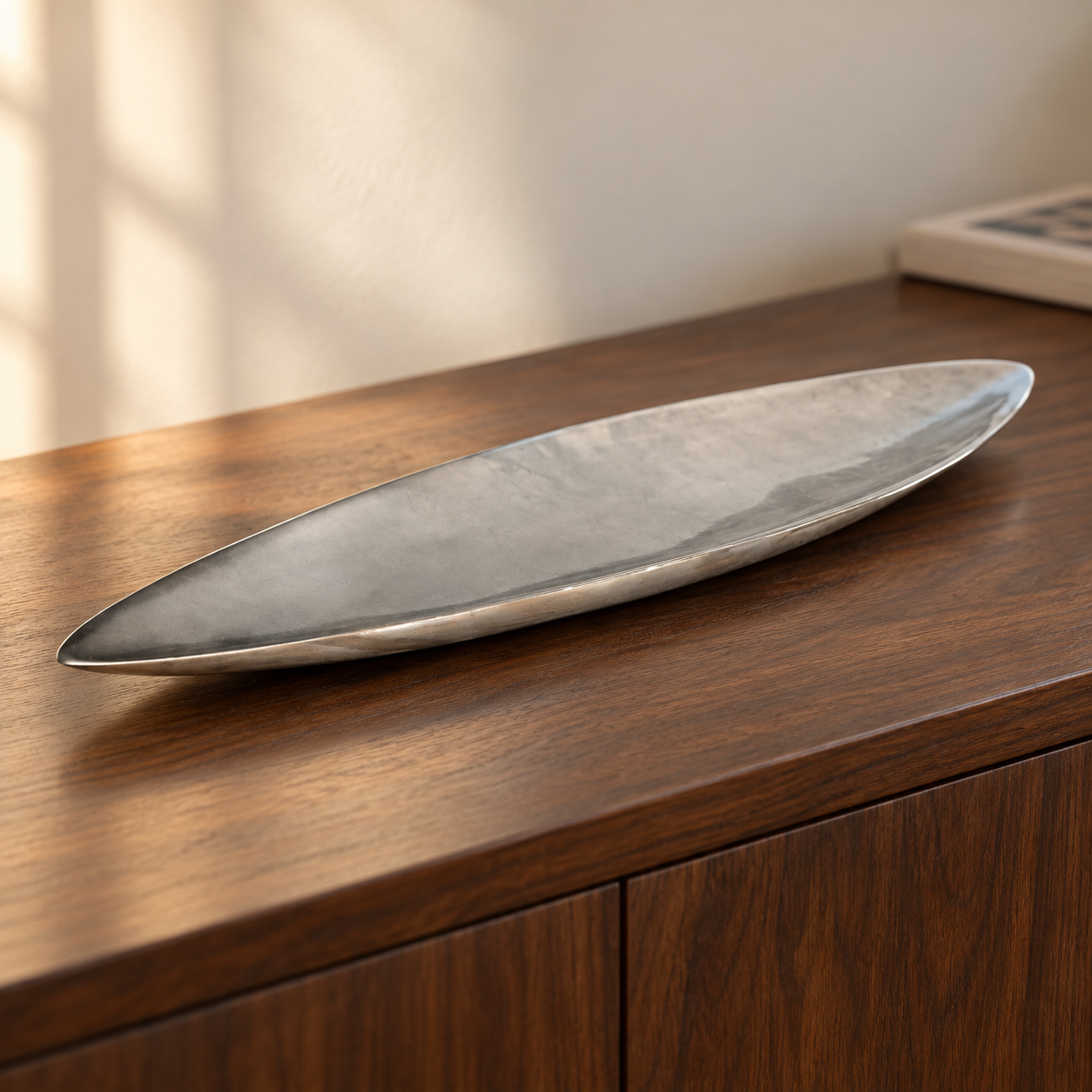 Silver Leaf · Nambé 550 Sculptural Alloy Tray — AI-styled preview; props not included