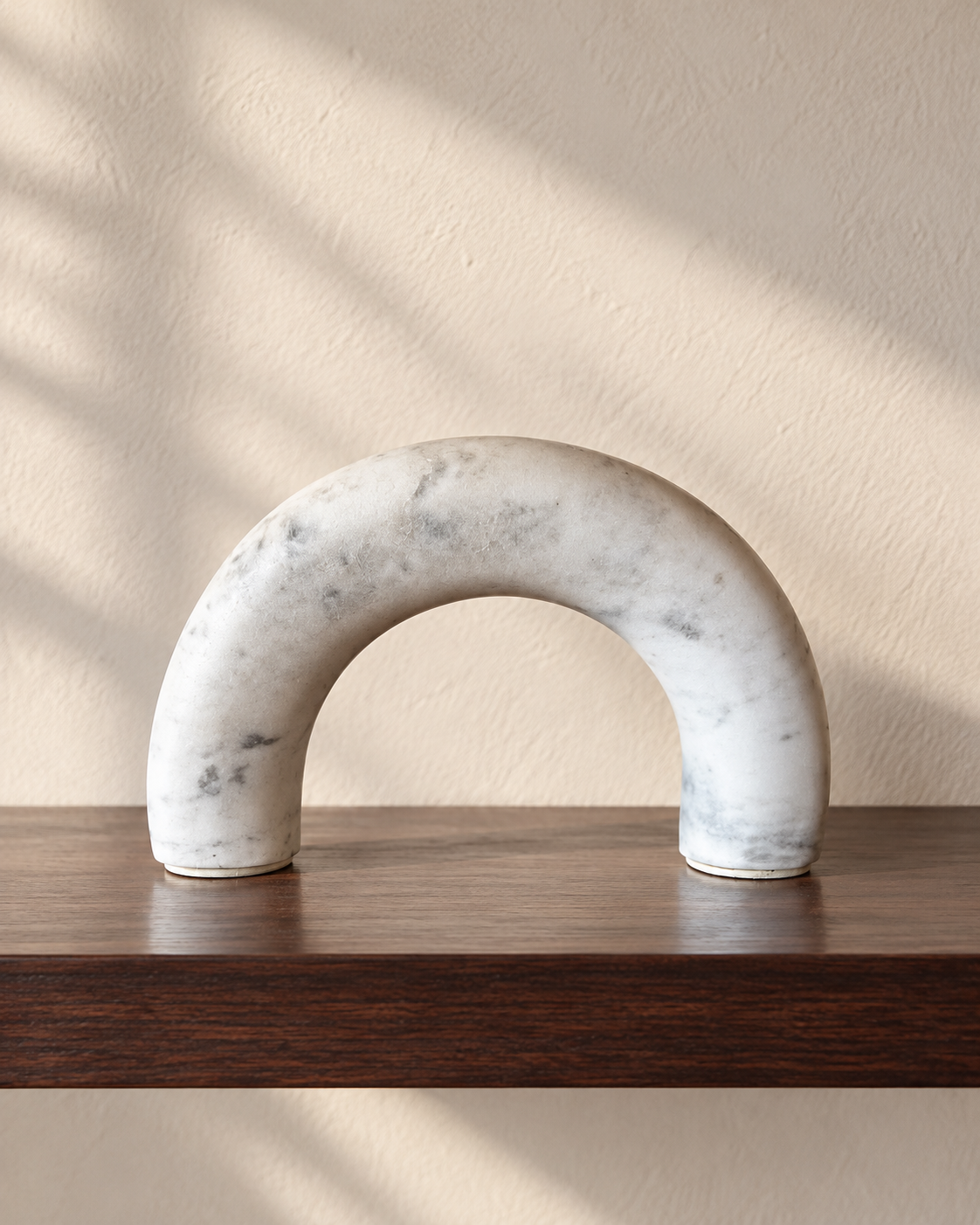 Quiet Arc · White-and-Gray Stone Sculpture — AI-styled preview; props not included