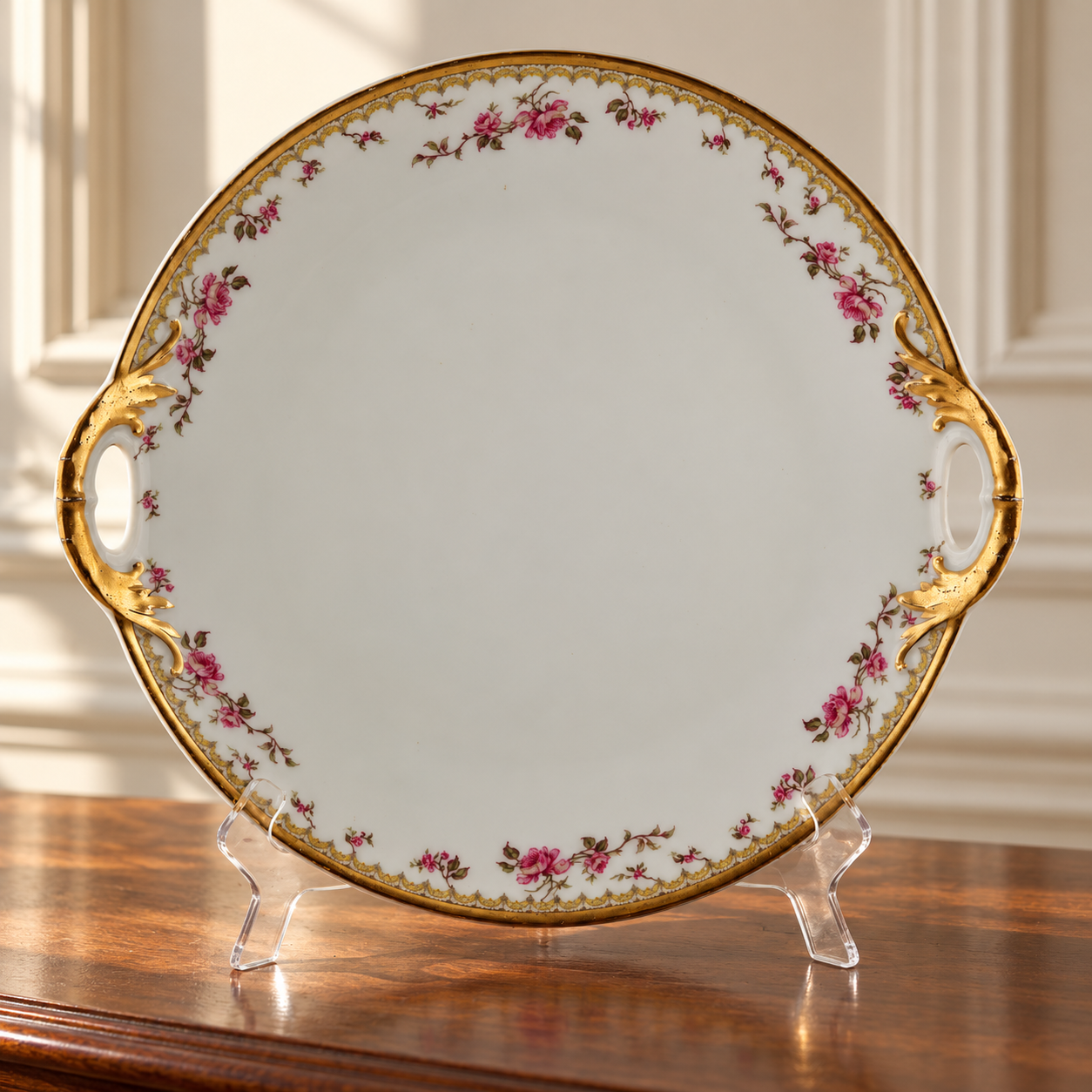 Rose Garland · Haviland Handled Porcelain Plate — AI-styled preview; props not included